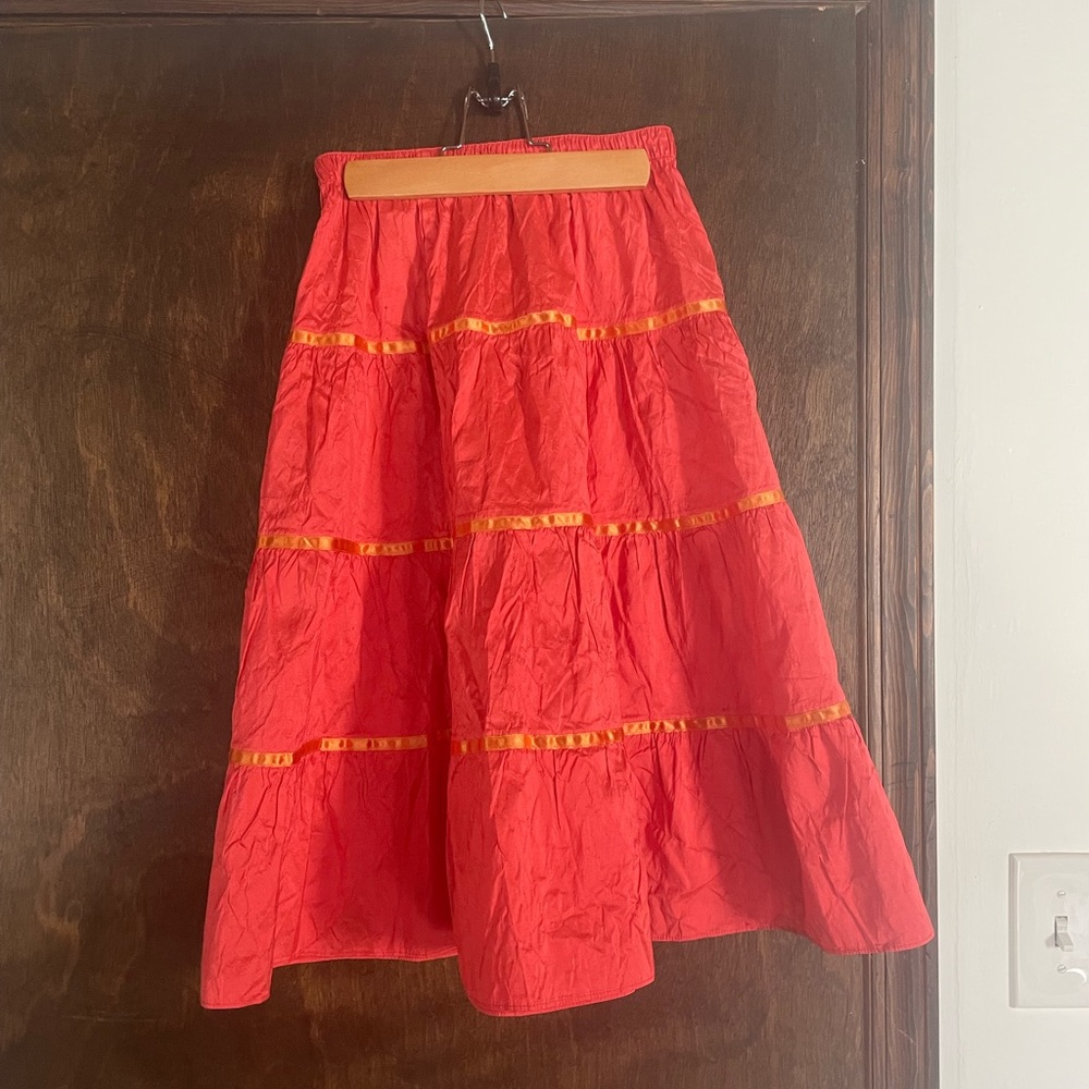 Coral + orange skirt